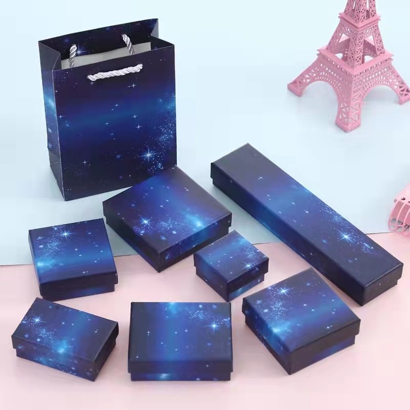 Custom Print Logo Cardboard Fancy Packaging Box For Jewelry Box And Paper Bag Set