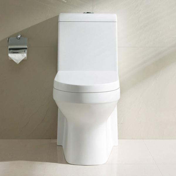 White Bathrooms Toilets Single Flush Elongated Skirted One Piece Toilet Bowl