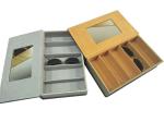5 Pieces Eyeglass Display Box Grey And Brown PU Leather , Wood , Velvet