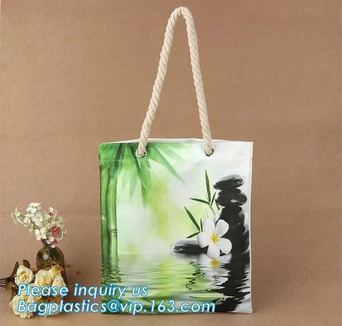 Reusable Long Handle Cotton Net Produce Bag , Cotton Net Shopping Bags For Vegetables