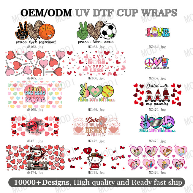 Factory Custom UV DTF 16oz Cold Cup Wrap Transfers Transfer Printing Designs Ready To Ship For Cups
