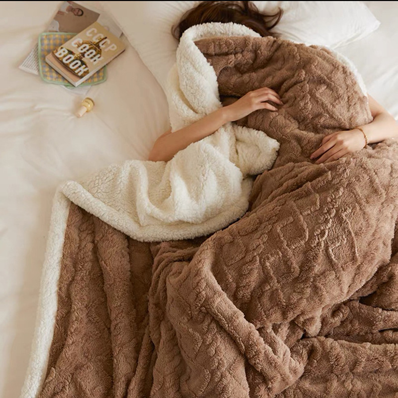 Blanket Solid Color Super Soft Thick Flannel Sherpa Fleece Blanket for Your Customer