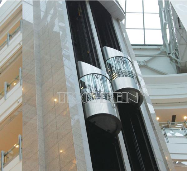 Buy cheap Panoramic Glass Wall 2.0m/s Speed Observation Hotel Lift With 450kg-2000kg Capacity 3 Sides Stainless Steel Handrail from wholesalers