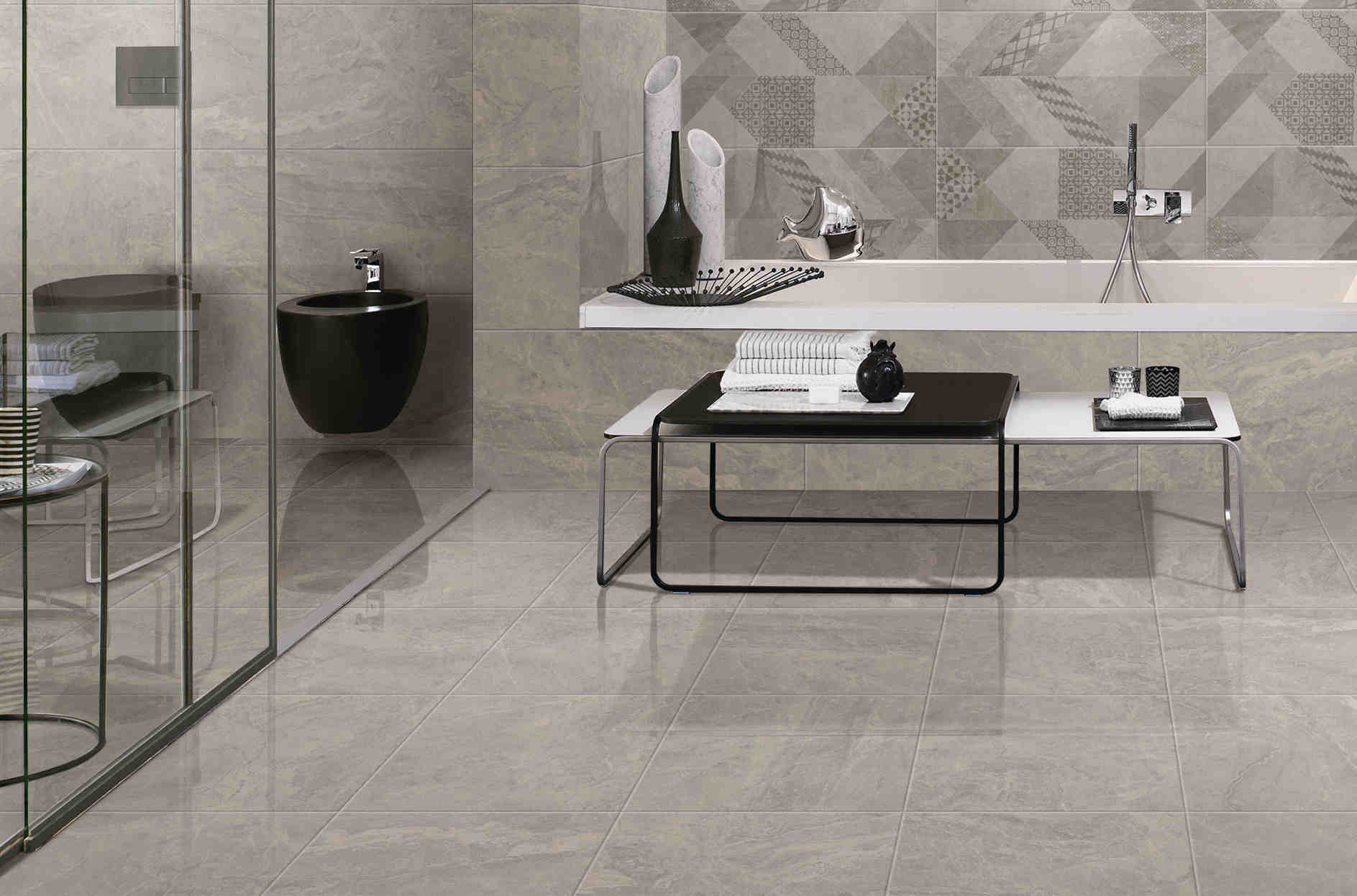 Matte Surface Porcelain Kitchen Floor Tiles / Grey Ceramic Floor Tiles