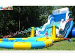 Huge Rent Commercial Inflatable Slide, Blue Sport Water Slide Pool For Adults