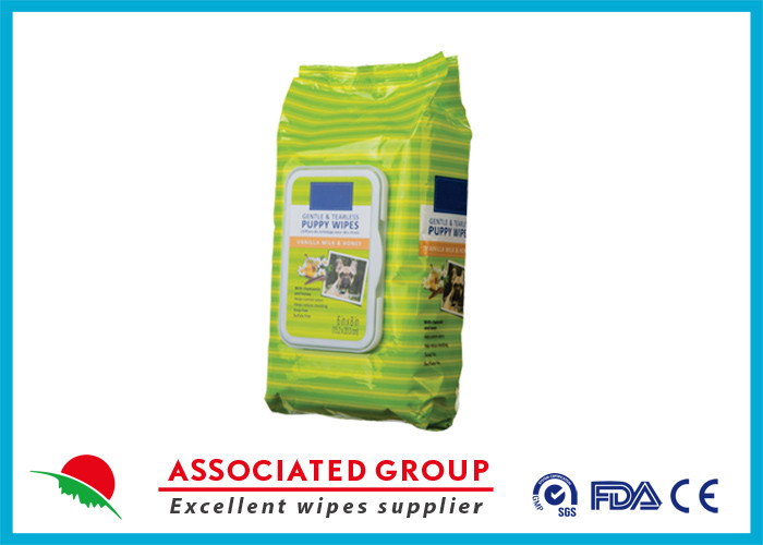 Antibacterial Pet Cleaning Wipes , Quick Bath Pet Wet Wipes Unscented