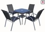 Coffee Shop Outdoor Restaurant Tables Textilene Garden Furniture With Arm Chairs
