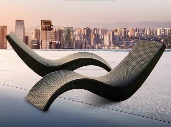 Buy cheap Eco Friendly Beach Swimming Pool PE Rattan S Shaped Lying Bed Lounge Leisure Chair Table from wholesalers