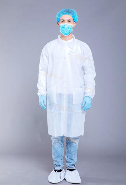 Buy cheap White Shirt Elastic Cuff 35gram/M2 PP Disposable Lab Coat from wholesalers
