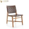 Buy cheap Italian Style Leather Upholstered Seat Dining Chair 62cm width Solid Wood legs from wholesalers