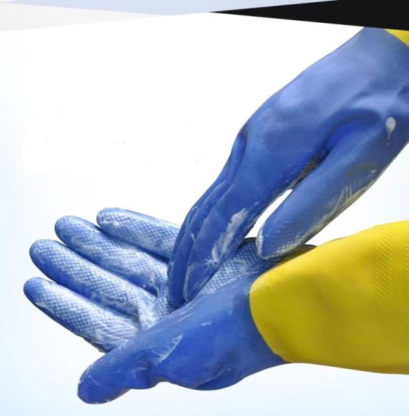 Alkali Resistant Neoprene Bicolor Industrial Glove Chemical Resistance Heat