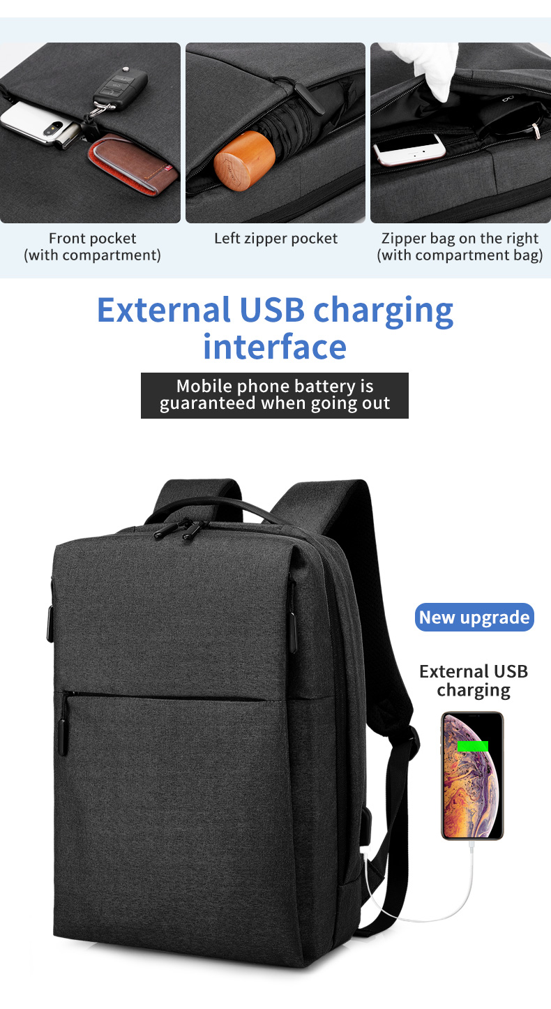 Factory wholesale custom logo new men 15.6-inch usb charging waterproof business Laptop Backpack