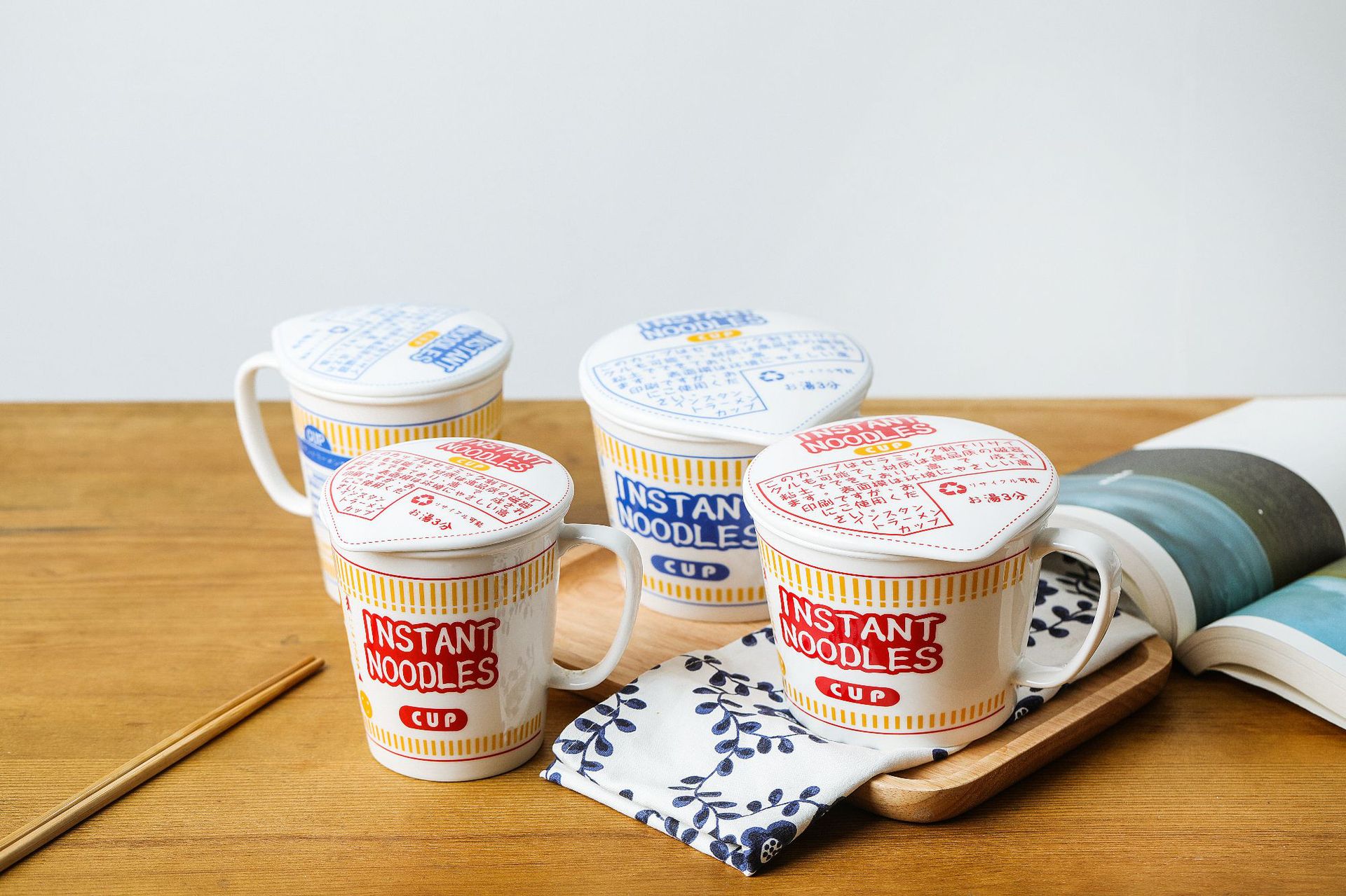 Sustainable Ceramic Instant Noodle Bowl , Porcelain Ceramic Ramen Bowl Set
