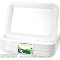 Buy cheap 14" Heavy Duty Disposable Rectangle Food Trays, Compostable Extra Large Paper product