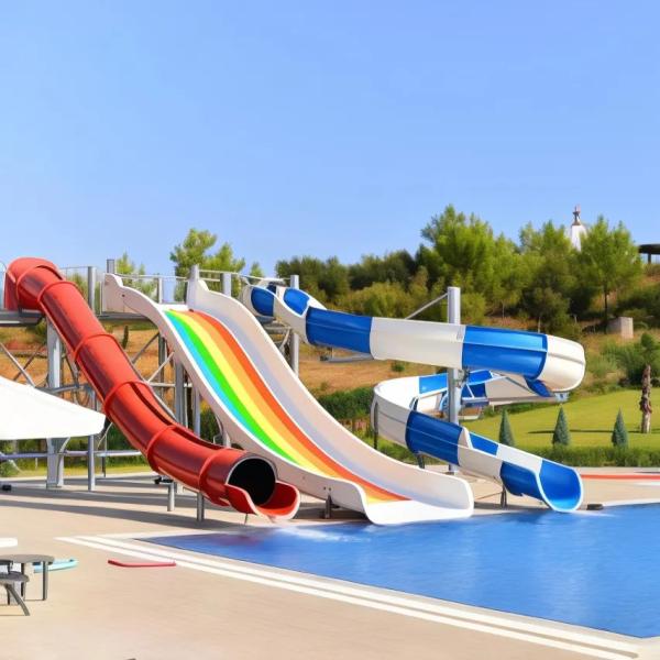 Safety Long Lasting Straight Hotel Pool Slide With Non Slip Steps And Safety