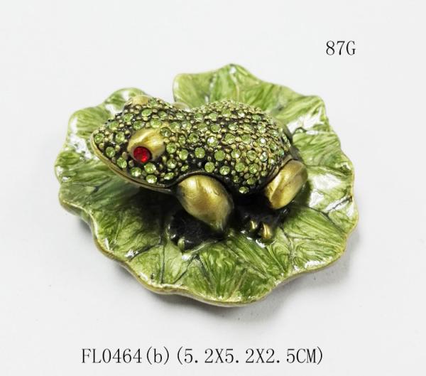 Buy cheap Bejewelled frog Home decoration box Alloy Hand painted crystal Frog metal trinket box from wholesalers