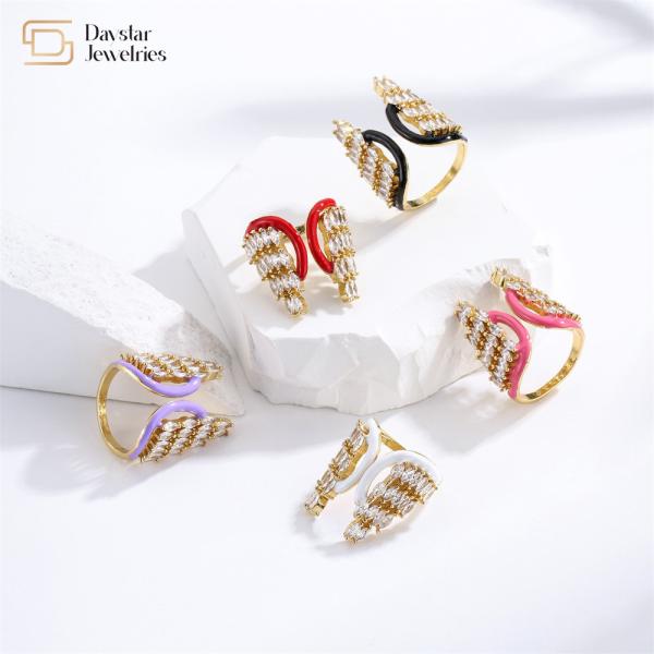 Buy cheap Colorful Enamel Butterfly Angel Wing Christmas Tree Rings Zircon Adjustable from wholesalers
