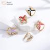Buy cheap Colorful Enamel Butterfly Angel Wing Christmas Tree Rings Zircon Adjustable from wholesalers