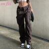 Buy cheap High Quality Vintage Low Waist Streetwear Wide Leg Cargo Pants With Pockets Straight Denim Jean Trousers for Women from wholesalers