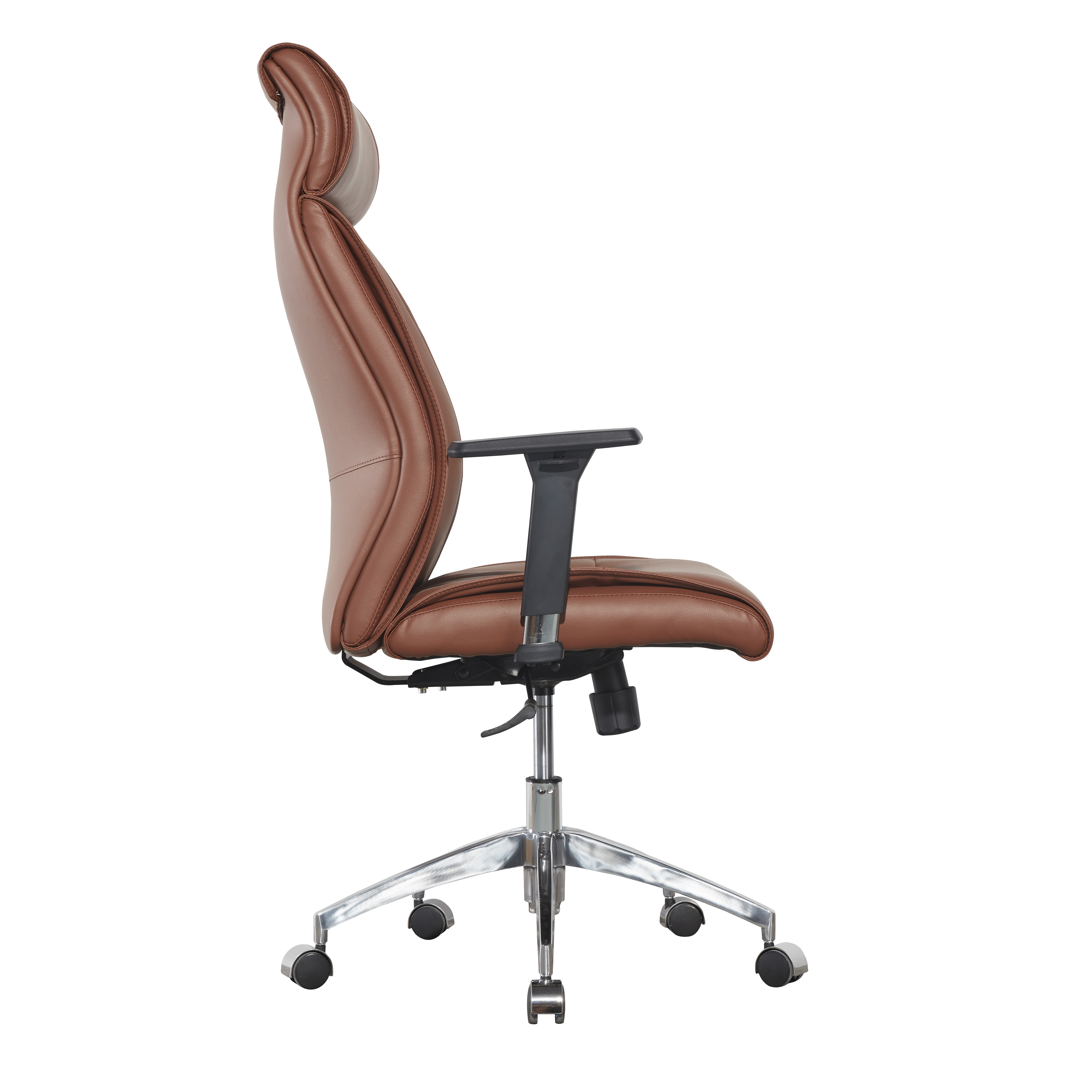 3D Armrest Brown Leather Executive Leather Office Swivel Chairs SGS Aluminum Alloy