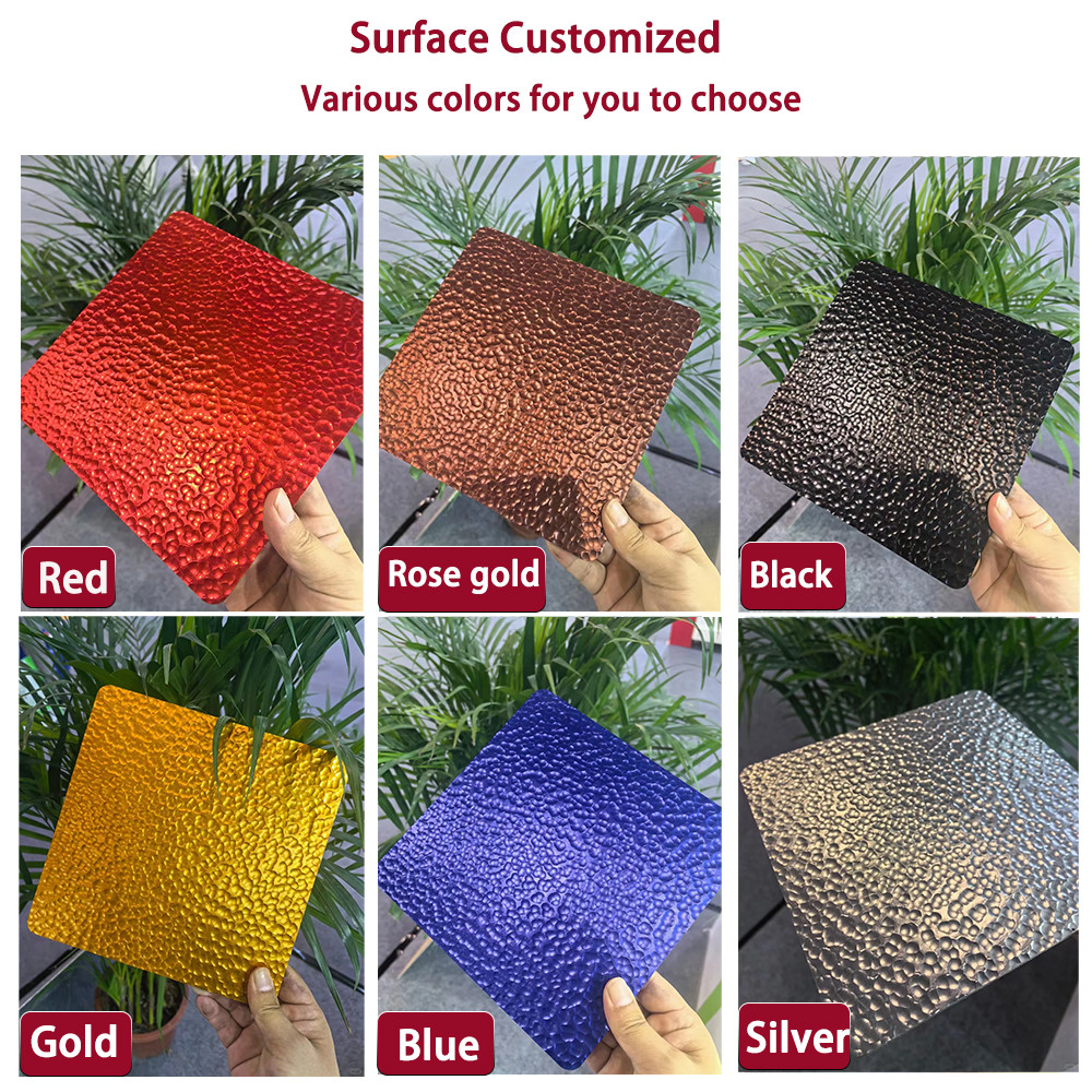 Decorative Metal Sheet 316 Corrugated Hammer Finish Sapphire Blue Stainless Steel Sheet