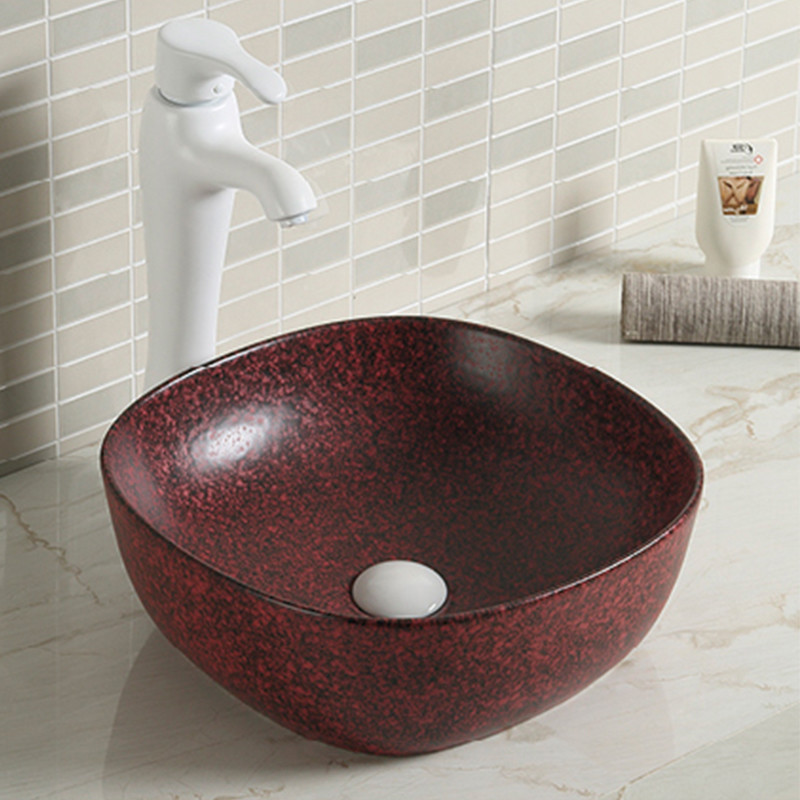 Smooth Lines Round Wash Basin Countertop Single Hole Curved Corners Vessel Sink