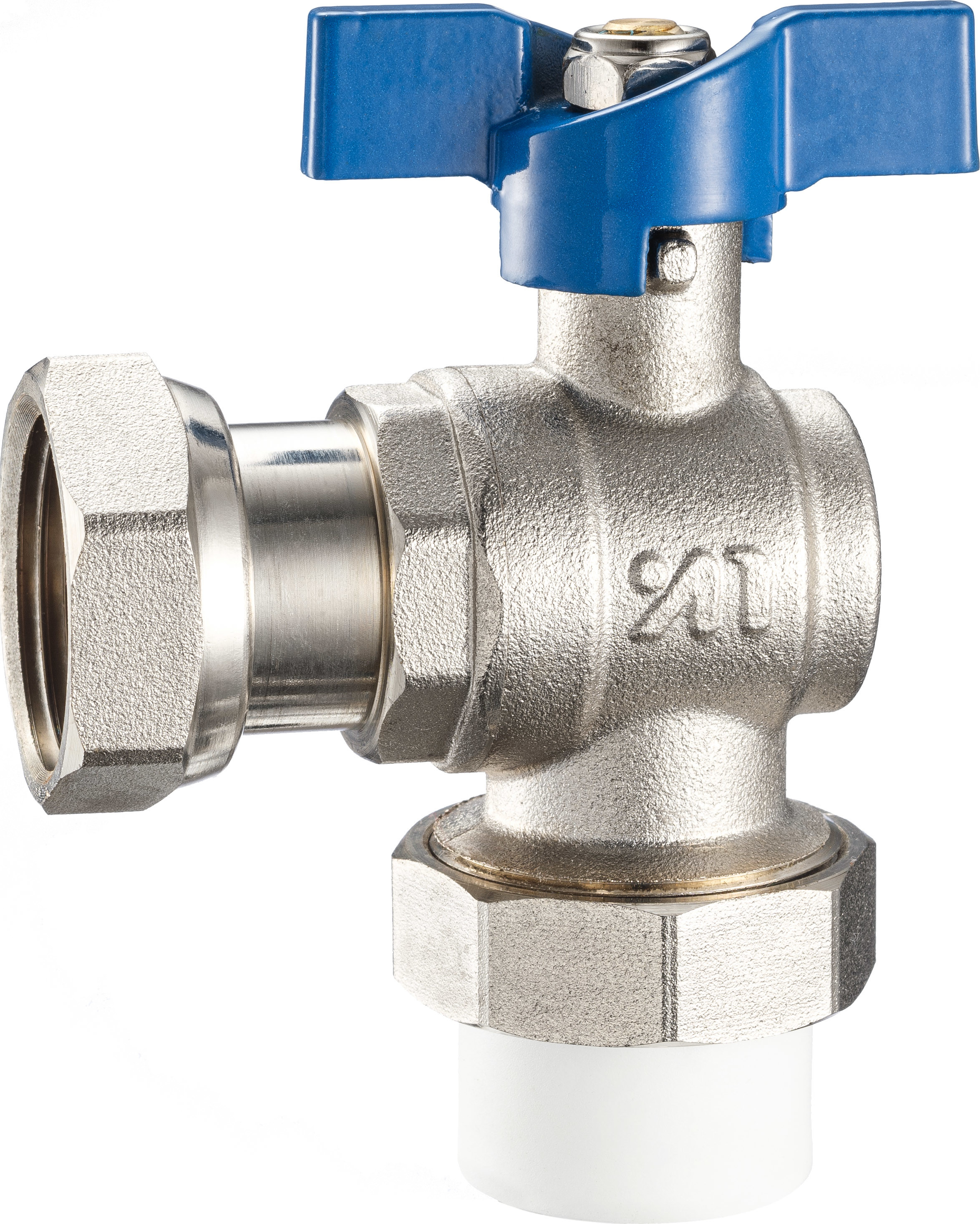 3613 3616 Angle Type Brass Ball Valve DN20 DN25 for Connections PP-R x Flex. Female Nut, AL-PL x Flex. Female Nut