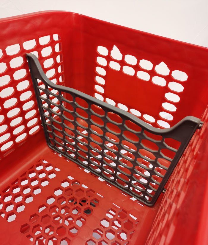 Red All Plastic Shopping Trolley Lightweight Supermarket Grocery Store Shopping Cart 220L