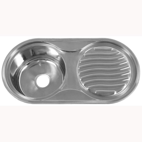 Buy cheap 0.7mm Brushed Stainless Steel Kitchen Sink With Drainboard 1 Faucet Hole from wholesalers