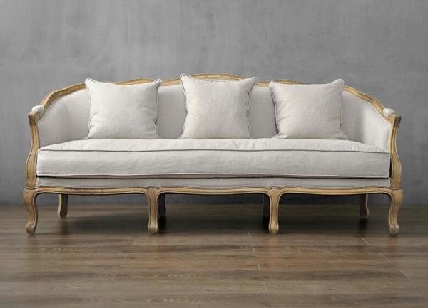 Antique french louis wooden frame sofa linen fabric french style sofa classic