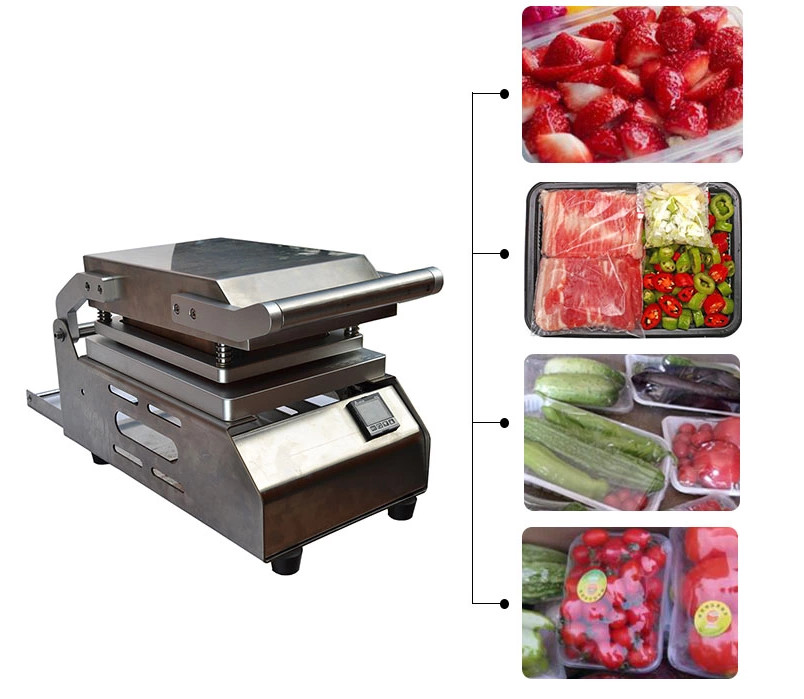 Food Container Sealing Machine Tray Vacuum Packer Automatic Cutting Film