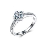 Women Fine Sterling Silver with Hearts Arrows CZ Diamonds Wedding Ring(RE662)