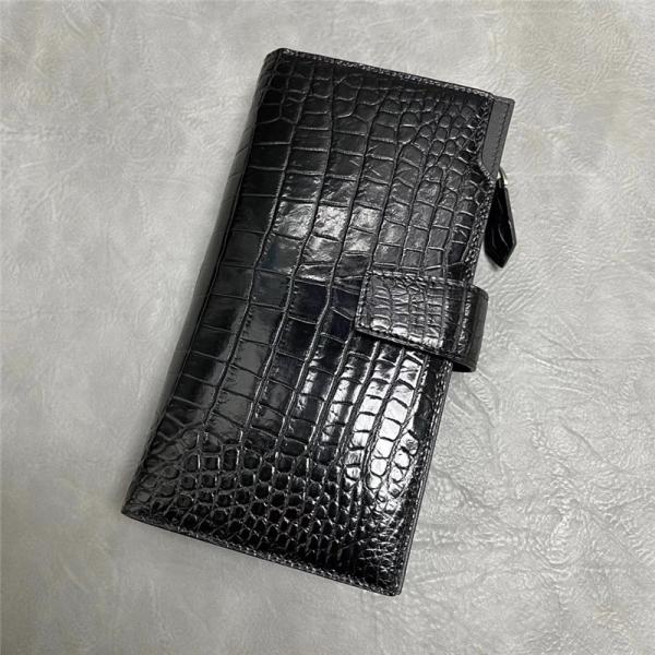 Buy cheap Authentic Crocodile Skin Businessmen Large Bifold Wallet Clutch Purse Exotic Real Alligator Leather Male Card Holder from wholesalers