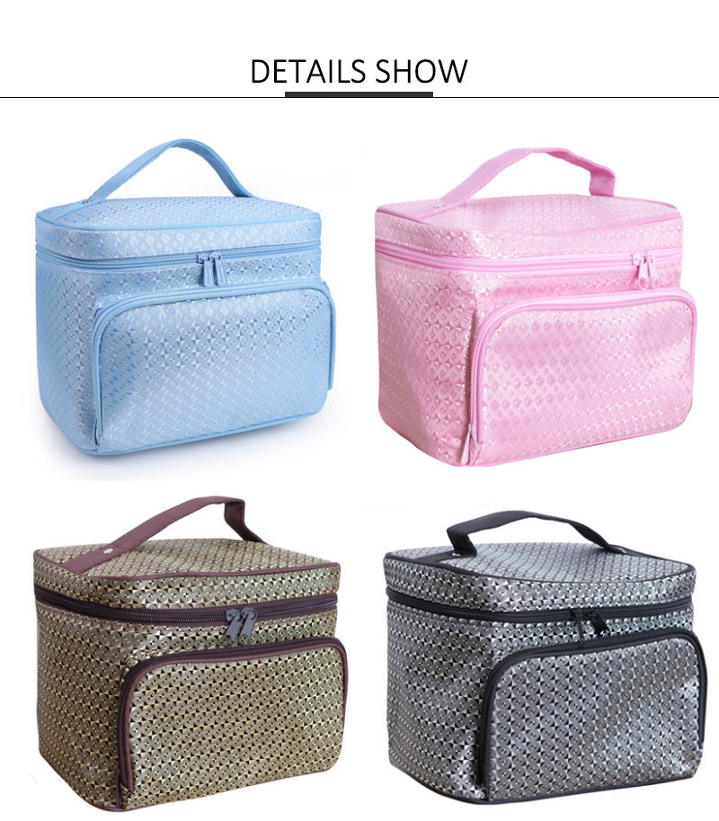 Women Handle Multi Functional Cylinder Bucket Makeup Bag