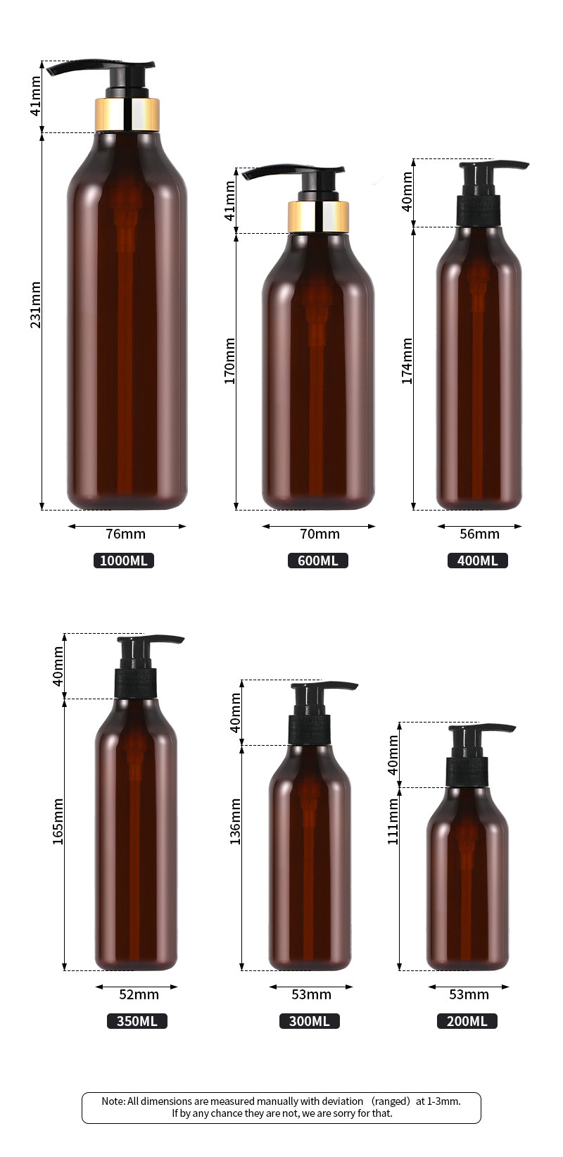 Luxury amber 200ml 300ml 400ml 1000ml Boston body lotion cosmetic unique shampoo bottle gold top