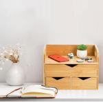 3-Tier Bamboo Desk Organizer, Mini Bamboo Desk Drawer Tabletop Storage Box