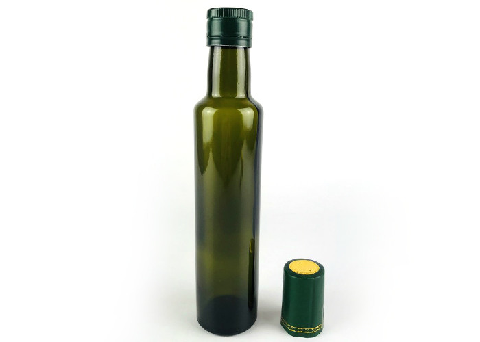 Clear Dark Green Glass Olive Oil Bottle With Aluminum Dropper Cap