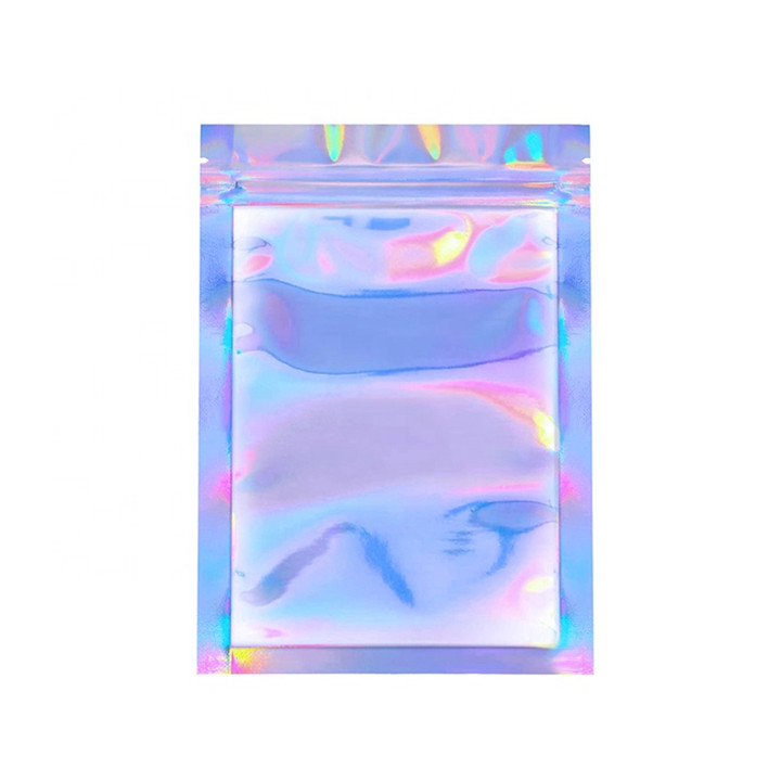 Leak Proof Holographic ziplockk Pouches PET Resealable Zipper Bags