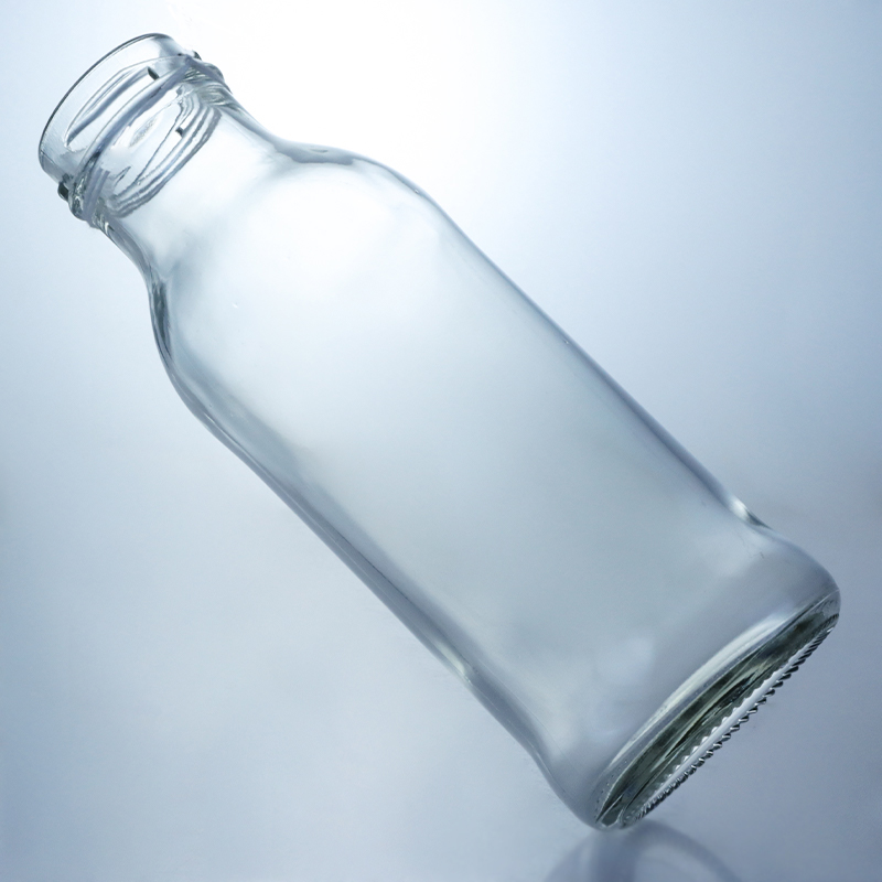 250ml Round Glass Food Jar for Milk Juice Fruit Tea Customized Logo and Glass Collar