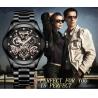 Buy cheap KINYUED oem waterproof custom logo leather fashion tourbillon skeleton wrist watch luxury automatic watches mens watch from wholesalers