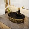 Buy cheap Luxury Oval Freestanding Vanity Basin Black Gold Color With Faucet from wholesalers