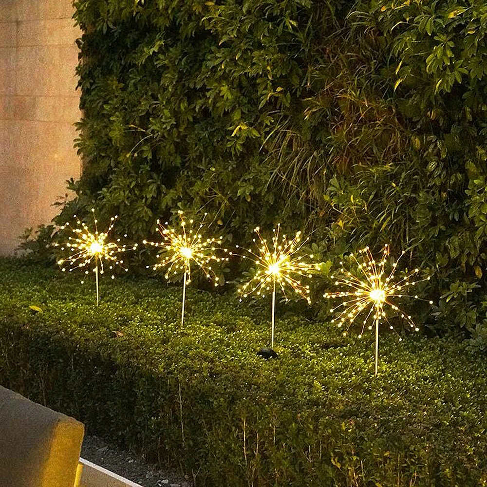 Solar Powered Outdoor Grass Globe Dandelion Fireworks Lamp 90/150 LED For Garden Lawn Landscape Lamp Holiday Light.