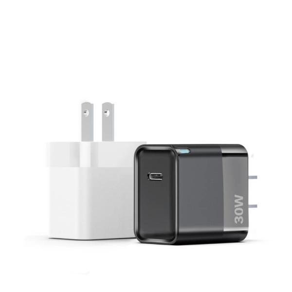 30W Type C Fast Charger with Light , GaN USB C Charger Black/White or Custom