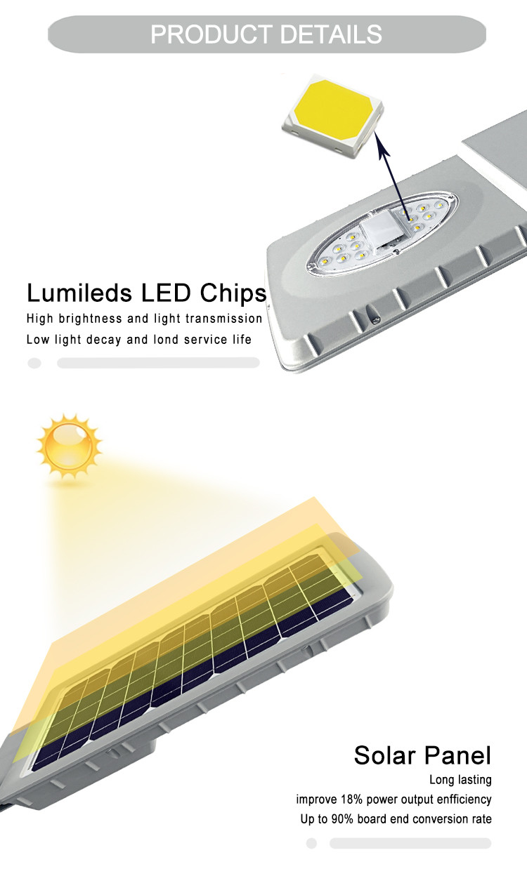 6000k 100w 200w 300w 500w All In One Solar Street Light High Lumen IP66 Waterproof