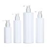 Buy cheap PET White Round Shower Gel 200ml 500ml Silver Top Serum Conditioner Plastic Shampoo Pump Skincare Packaging Bottle from wholesalers