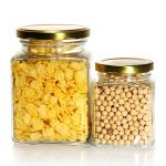 Top Grade Square 180 Ml 280 Ml 380 Ml 500 Ml 730 Ml Glass Storage Jar With Tin