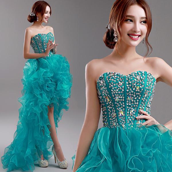 Buy cheap Small Bra Beaded Slim Waist Short Front Longer Back Elegant Evening Dresses TSJY074 from wholesalers