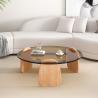 Buy cheap Exquisite Round Glass Combination Coffee Table With Wooden Leg from wholesalers