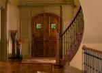Double Main Oak Solid Wood Doors Red Color Painting Surface For Villa Entry