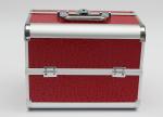 PU Aluminum Cosmetic Case Carry Cosmetics And Tools Red Leather Panel With One
